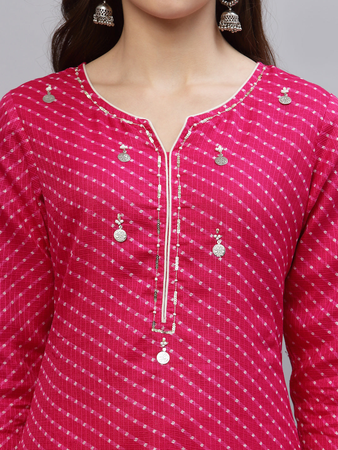 Pri Pink Leheriya Kurta