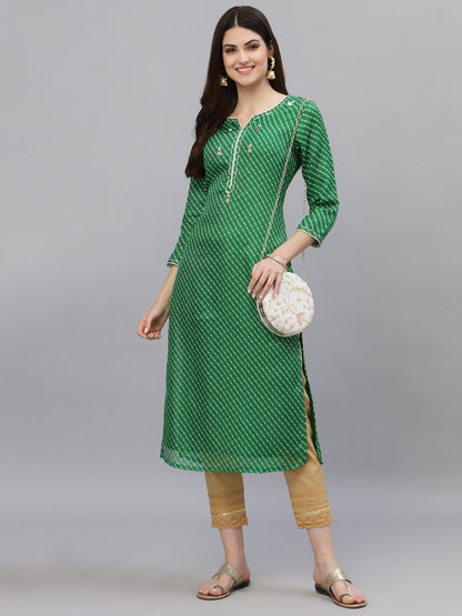 Pri Green Leheriya Kurta