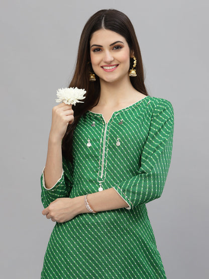 Pri Green Leheriya Kurta