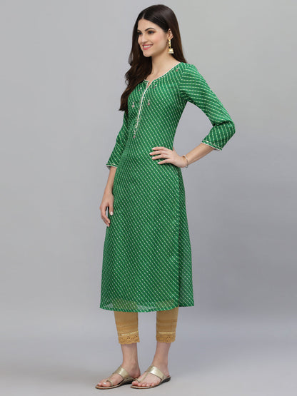 Pri Green Leheriya Kurta