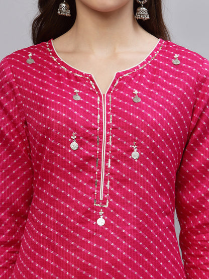 Pri Pink Leheriya Kurta