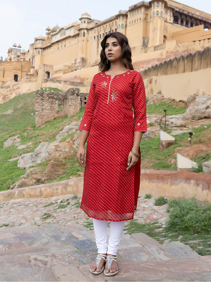 Sunshine Red Leheriya Kurta