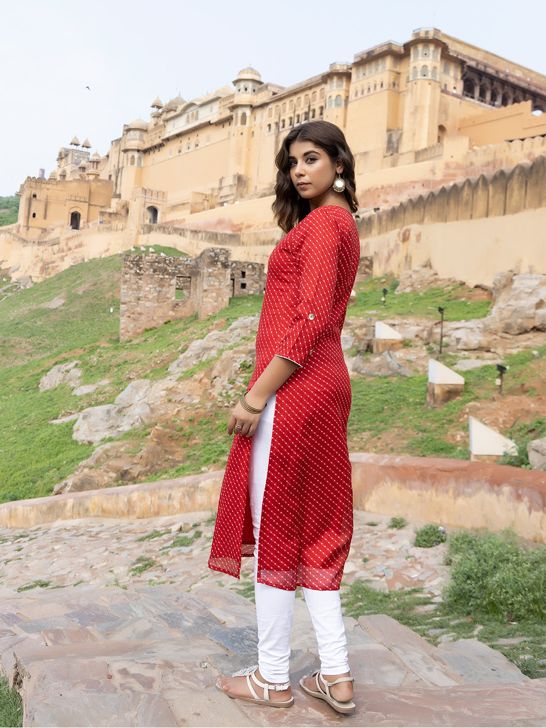 Sunshine Red Leheriya Kurta